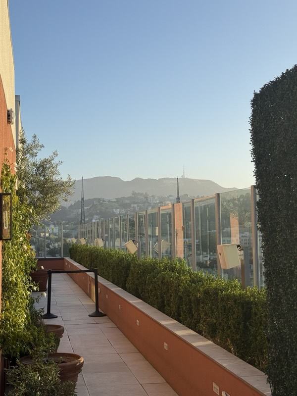 Die Dachterrasse des Hotels am Morgen